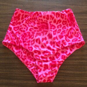 MIKOH Lami High Waisted Bikini Bottom Pink Leopard Punch XS